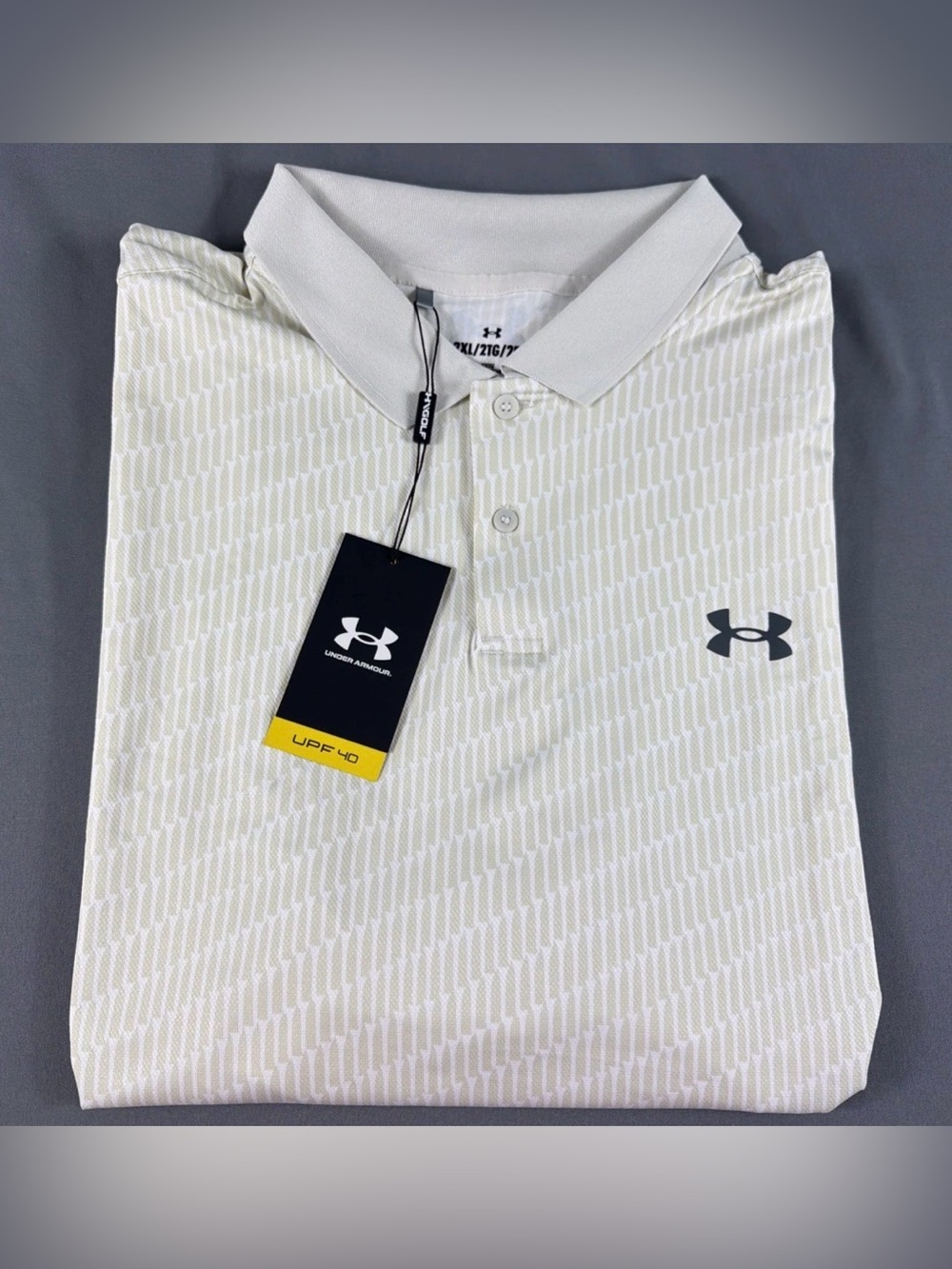 Under Armour Golf Shirt Polo Match Play Printed XXL Summit White NWT MSRP $60